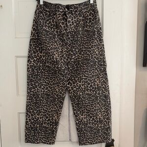 Leopard Denim Front Slit skirt